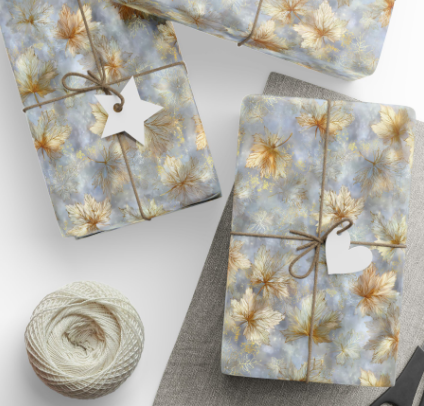 Golden Leaf Fantasy Elegant Wrapping Paper