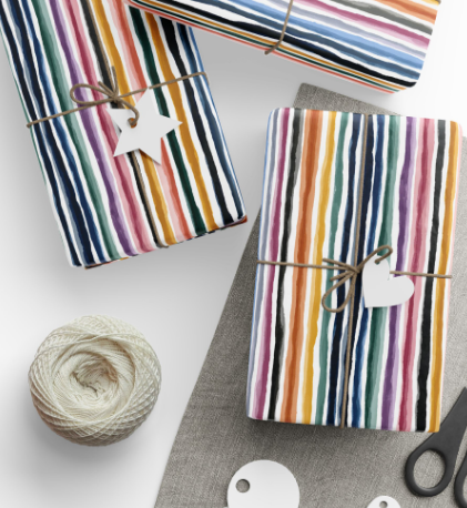 Modern Watercolor Stripe Wrapping Paper
