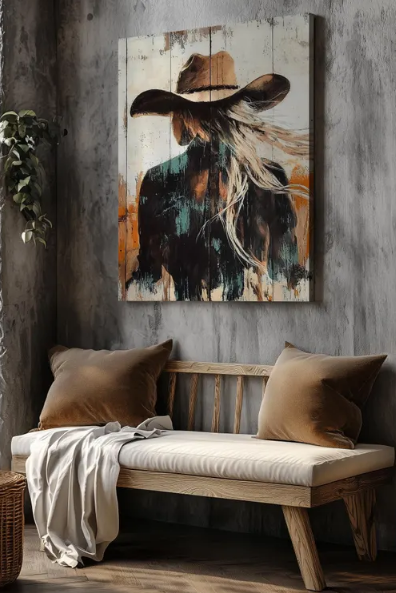 BOHO Turquoise Cowgirl Wall Art