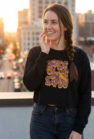 Bride on the Bayou Cropped Sweatshirt: Southern Charm on the Bella + Canvas 7503